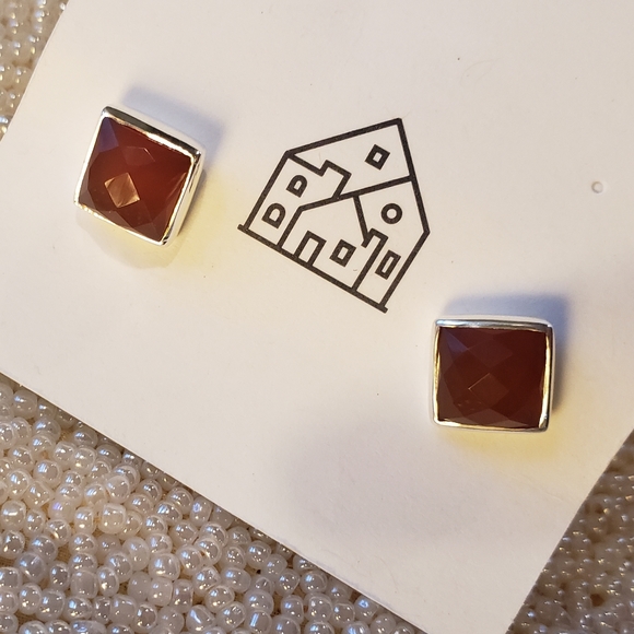 Square Red Studs - Picture 5 of 5